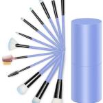 12pcs Professional Make Up Brush for Foundation Blush, Portable Storage Box, Best Gift Kit (Blue)