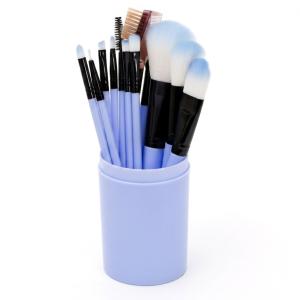12pcs Professional Make Up Brush for Foundation Blush, Portable Storage Box, Best Gift Kit (Blue)