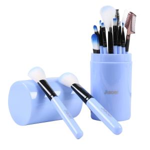 12pcs Professional Make Up Brush for Foundation Blush, Portable Storage Box, Best Gift Kit (Blue)