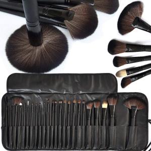 24 Piece Makeup Brush Set with PU Leather Case (Black)