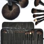 24 Piece Makeup Brush Set with PU Leather Case (Black)