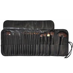 24 Piece Makeup Brush Set with PU Leather Case (Black)