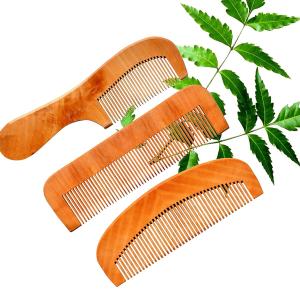 Pack of 3 Pieces Handmade Wooden Comb (Lakdi ka Kangha) Wide Tooth Comb For Women & Men Hair Growth.